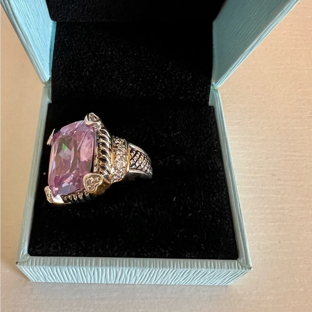 Cocktail Ring Cubic Zirconia Lilac Stone - Picture 2 of 5
